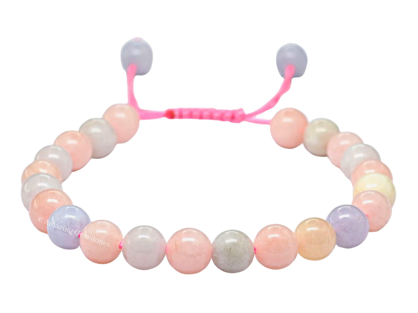 Amazing Gemstone Morganite Bracelet for Women Men's Gifts - Protection Healing Crystal Bracelet - 8mm Gemstones Beaded Adjustable Bracelet Pulseras Para Hombres Mujer Stocking Stuffers