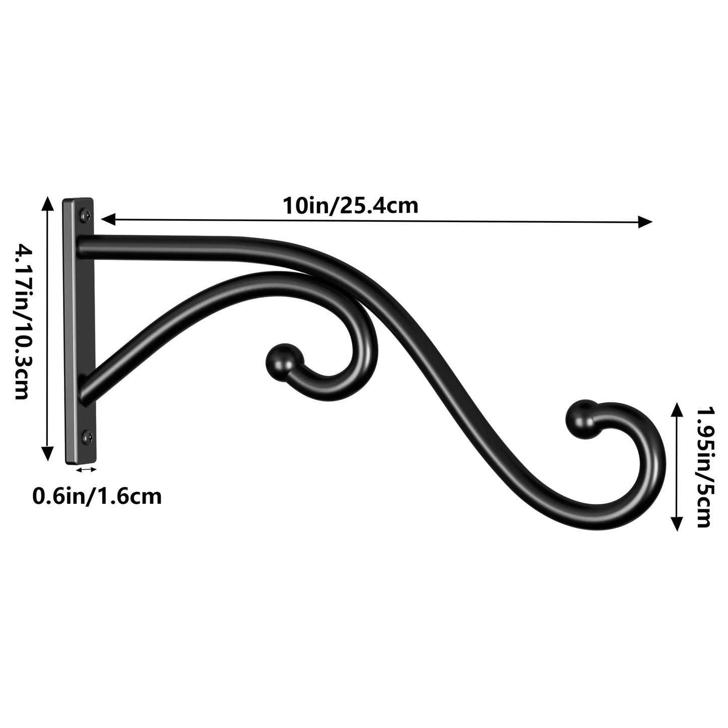 Qiuzido Plant Hook Hanging Plant Brackets - 2 Pack 10 Inch Plant Hanger, Metal Plant Wall Hooks for Hanging Flower Basket, Lanterns, Bird Feeder, Wind Chimes Indoor & Outdoor.