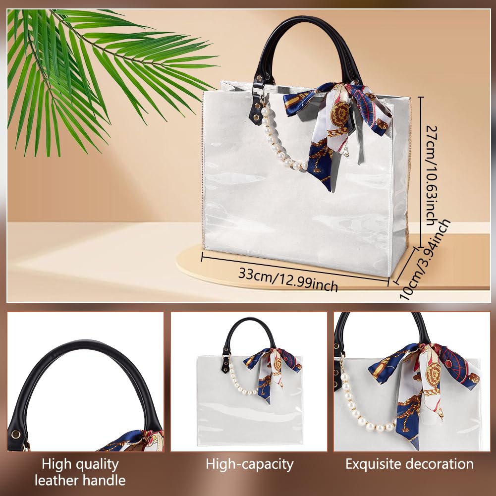 WEBEEDY DIY Tote Bag Making Kit for Adults Beginners DIY Handbag Purse Making Supplies with Handbag Bottom, Handle, Ribbon and More, Handmade Gift for Women Travel Summer Beach Party Birthday,White