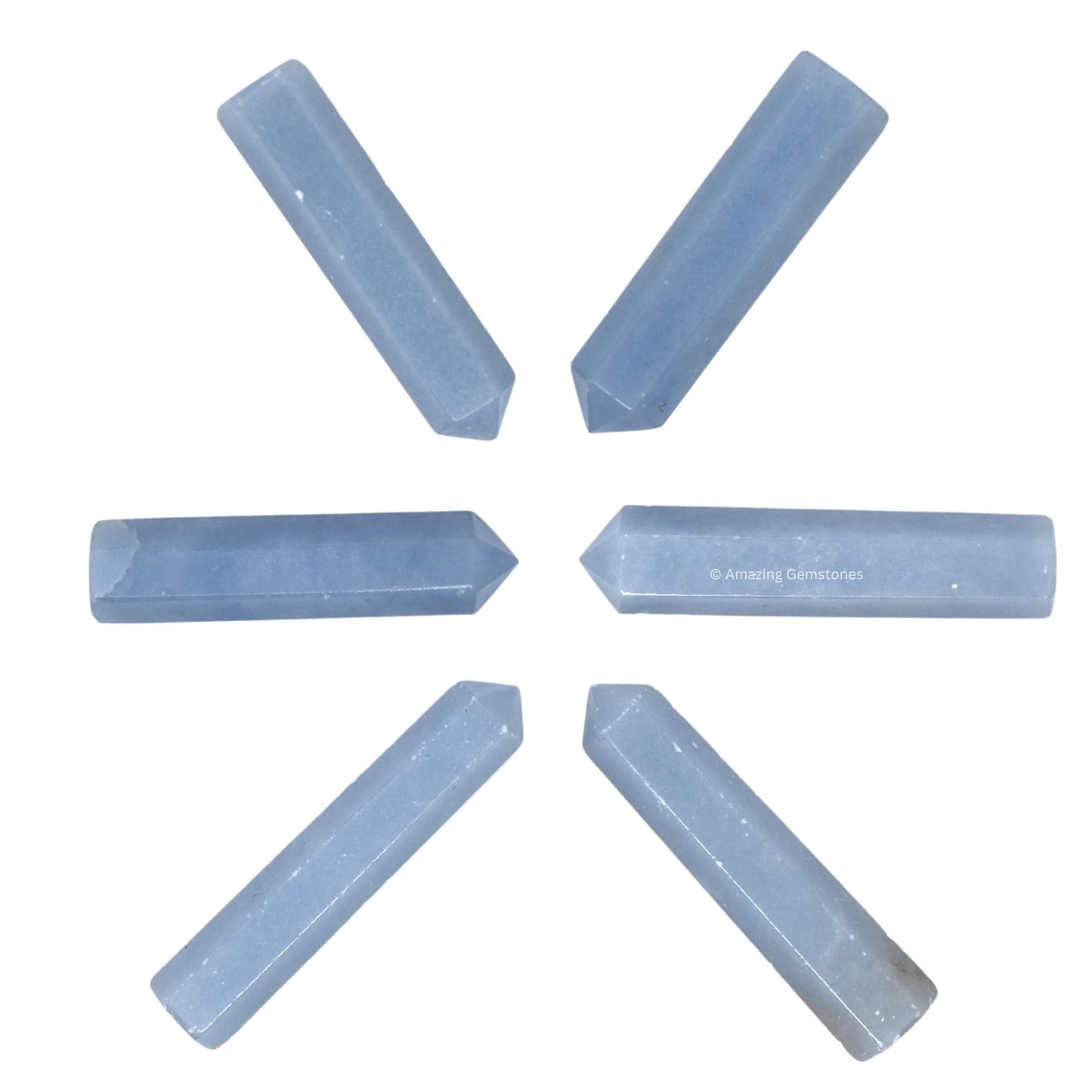 Amazing Gemstone Angelite Crystal Points Bulk Healing Crystals and Stones - Pack of 3 Single Terminated Healing Wand Point Bulk Crystals for Crafts, Crystal Grid, DIY Work - Premium Crystals