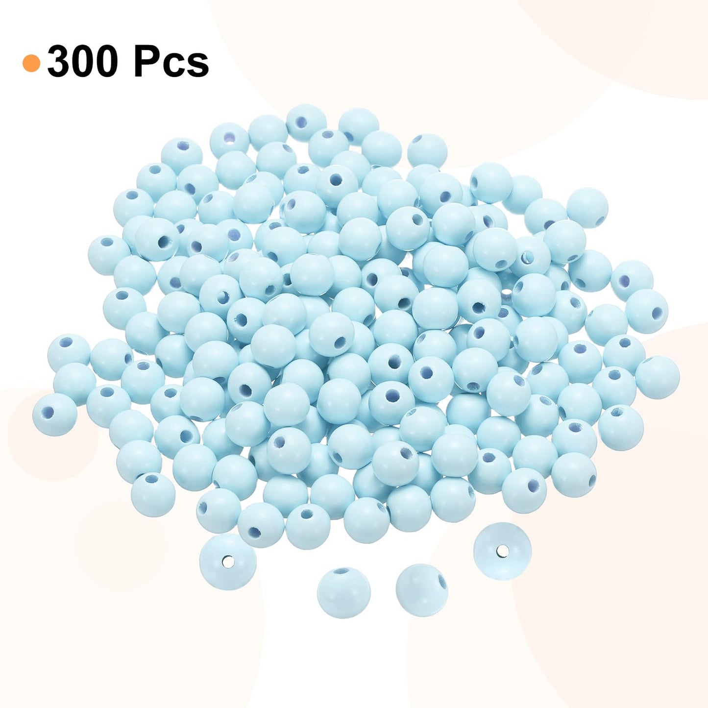 HARFINGTON 300pcs 12mm Light Blue Wood Beads 3.3mm Large Hole Round Wooden Loose Spacer Beads for Jewelry Making Necklace Bracelets DIY Crafts Macrame Handmade Decorations