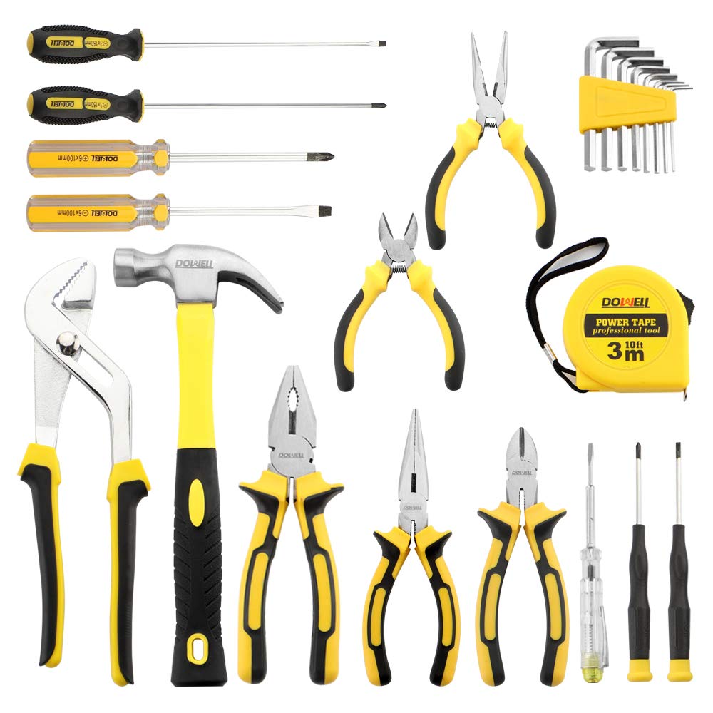 DOWELL 24 Pieces Homeowner Tool Set, Home Repair Hand Tool Kit with Portable Tool Bag