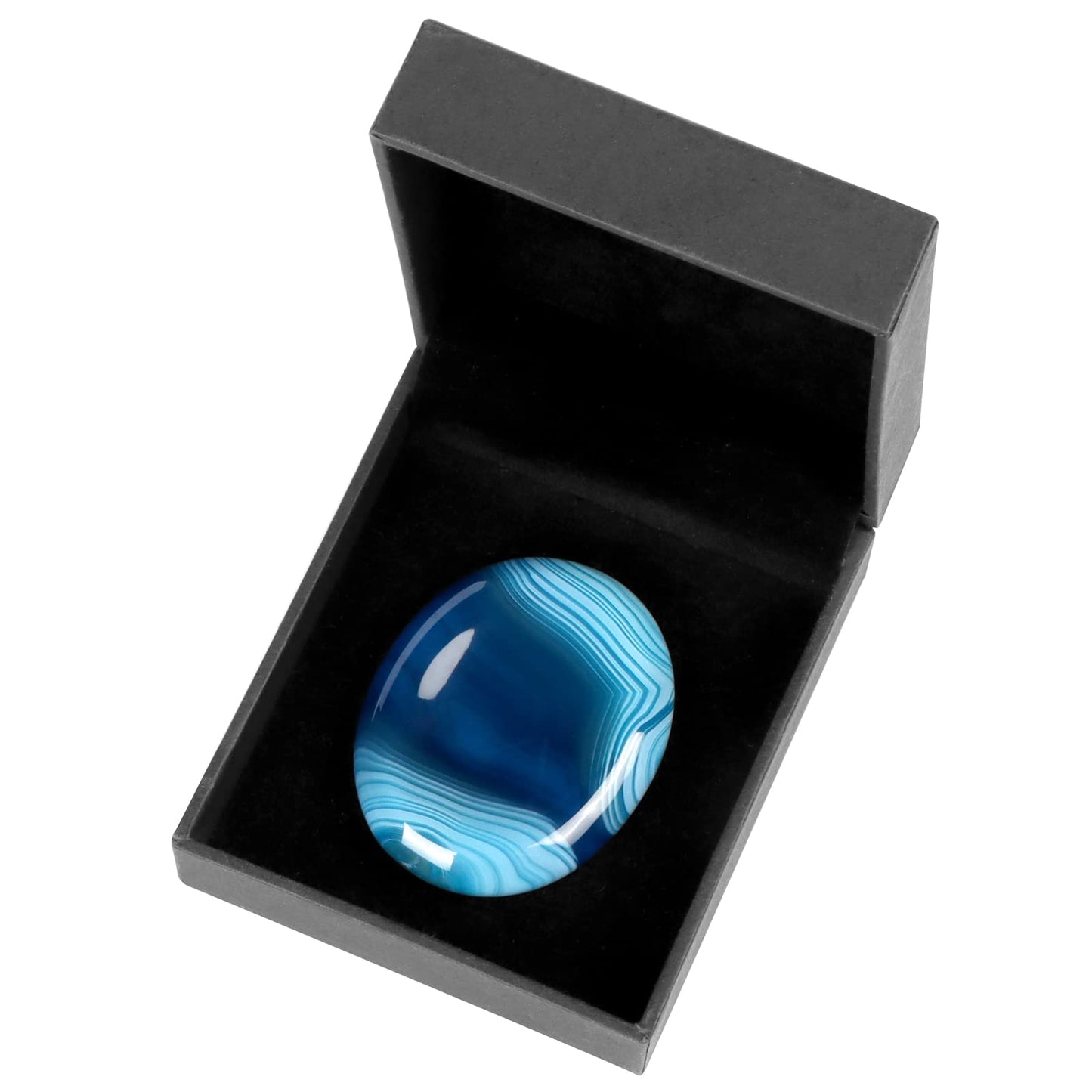 Artistone Blue Agate Crystal Thumb Worry Stones,Healing Crystal Polished Palm Pocket Chakra Gemstones for Anxiety,Stress,Reiki Gift 2.0"