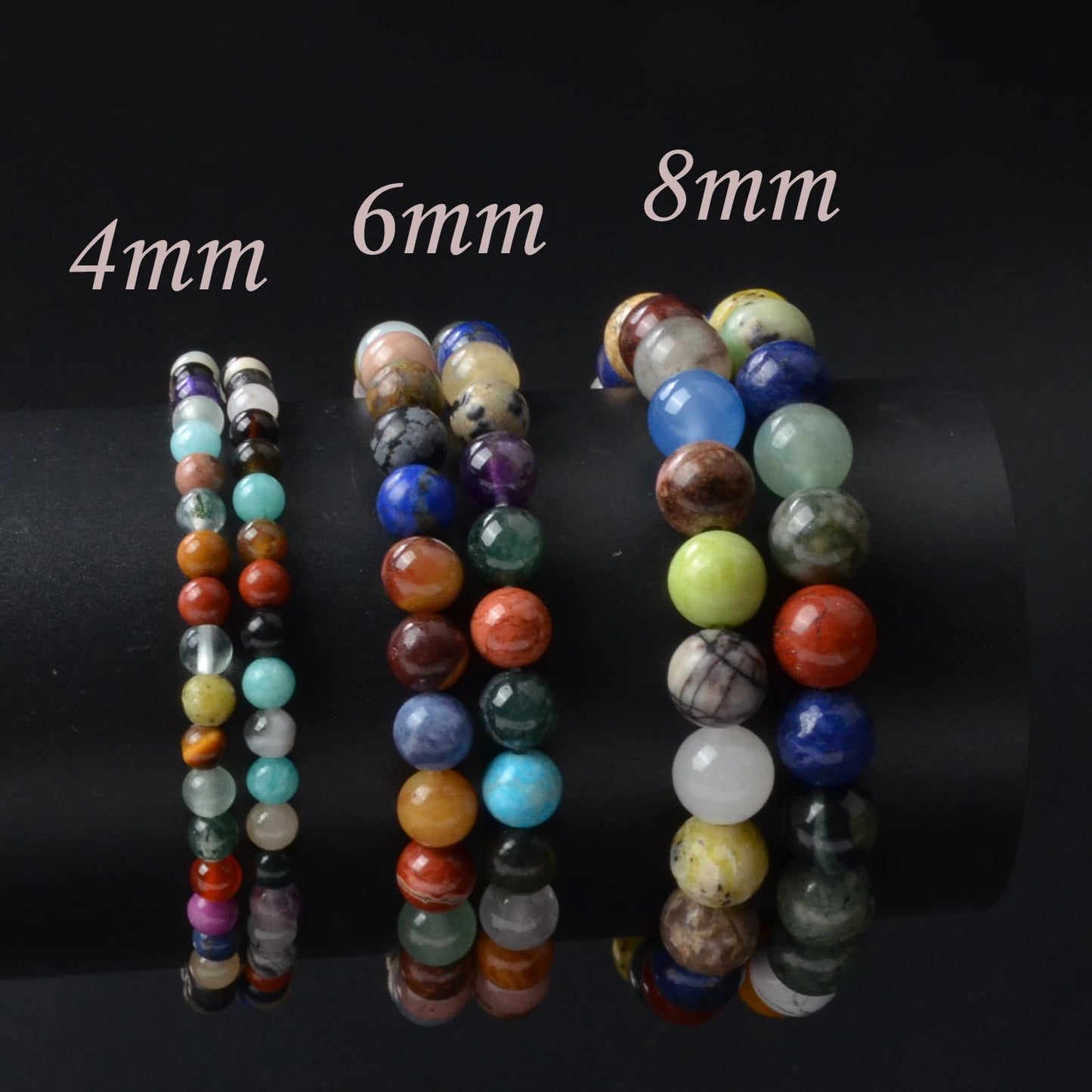 CHCCOYE 4mm Natural Healing Gemstone Bracelet Handmade Yoga Stretch Elastic Bracelet Stress Relief Crystal Jewelry for Men and Women (4mm,Colorful)