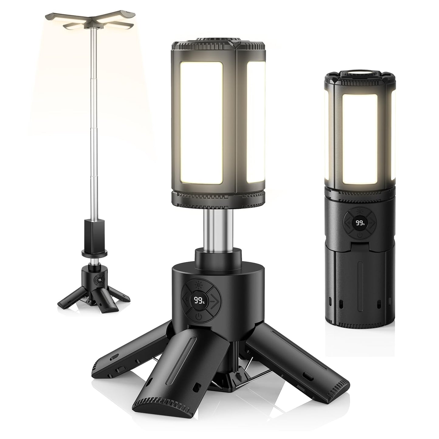 Telescopic Camping Lights with Stand, 14000mAh Rechargeable Camping Lantern,Portable Camping Light, IPX6 Waterproof, Dimmable Outdoor Tent Light for Emergency, Hiking, Fishing, Backyard