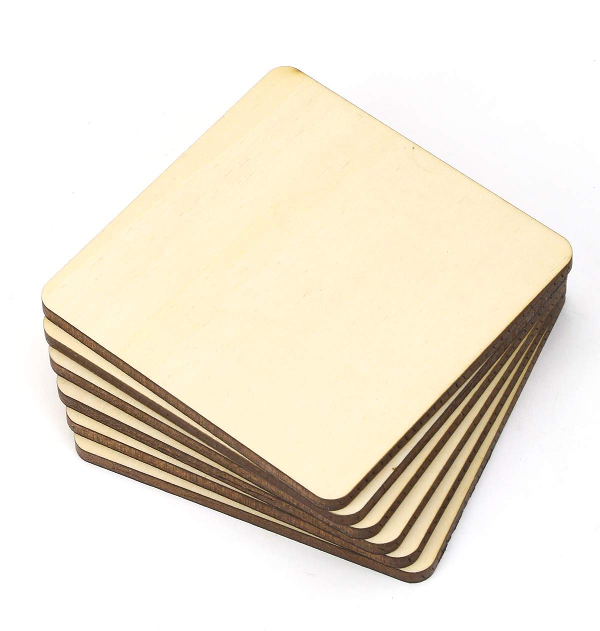 Stong & Thick, Made in The USA, Unfinished Square Blank Wood Pieces, Coasters, Trivet, Pyrography, Painting, Writing, Kids Arts and Crafts, Decorations, DIY Crafts (4"x4"x.2, Square, Natural, 40pk)