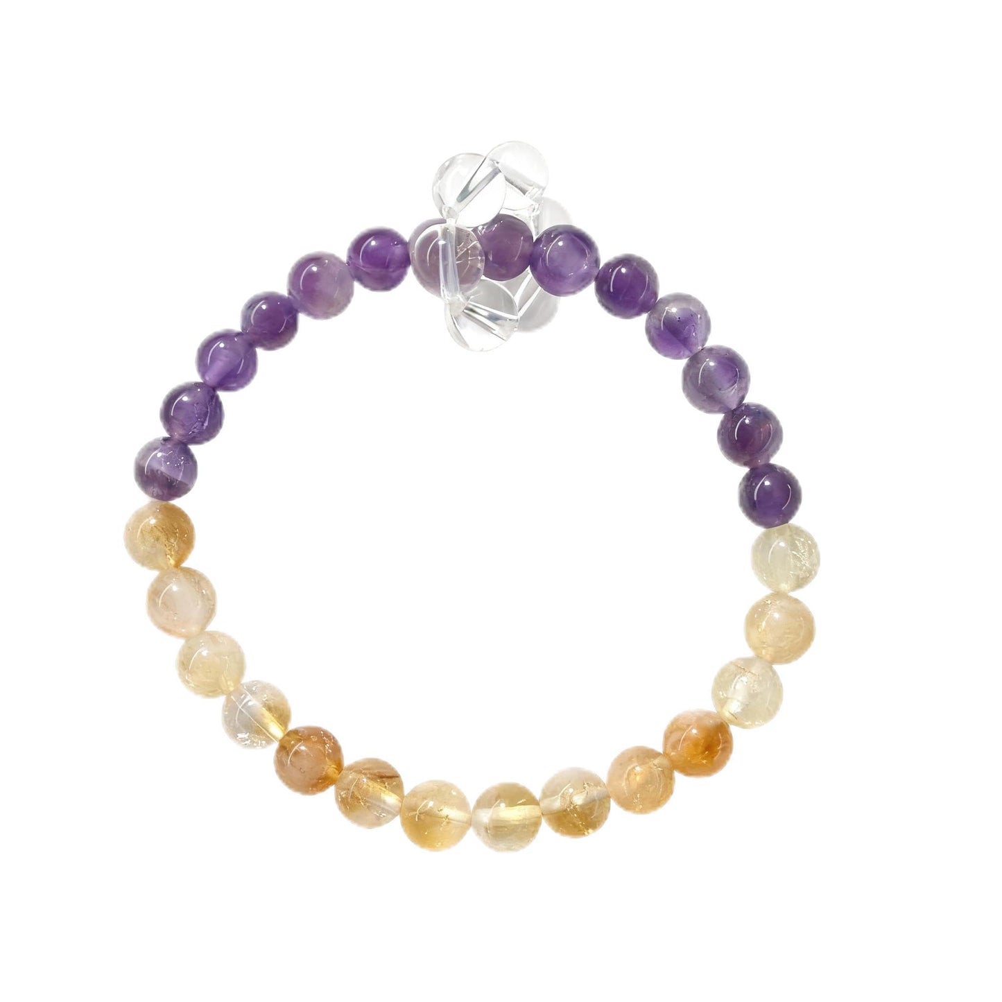 Blessed Unisex Triple Crystal Healing Stretch Bracelet, Amethyst, Citrine, and White Quartz Combination Bracelet, Positive Energy Gemstone Jewelry for Wealth