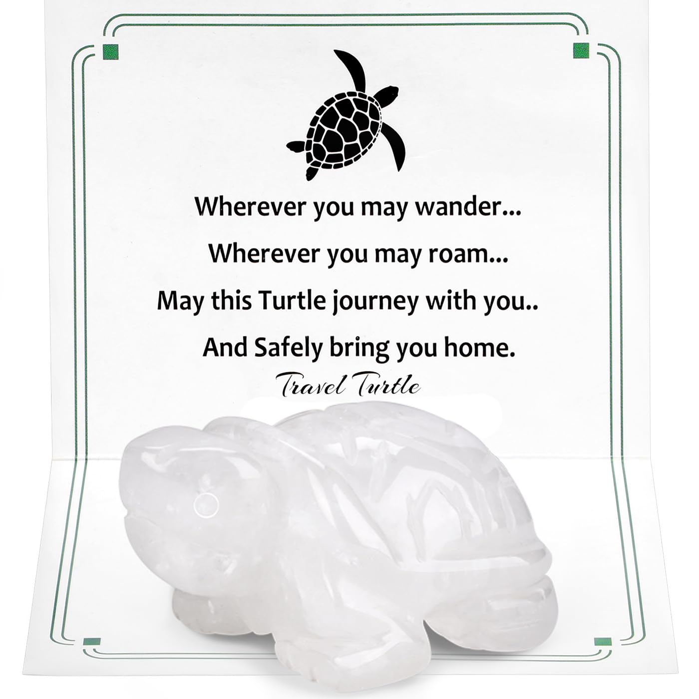 DUQGUHO 2" Travel Turtle Gift Decor Crystals Figurines Clear Quartz Crystal Best Turtles Travels Gifts for Women Traveling Travelers Cute Decorations