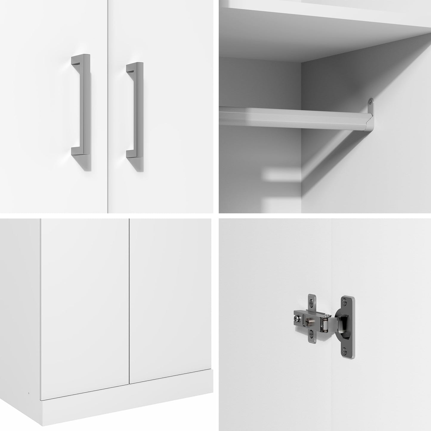 Furinno Robin Wardrobe Cabinet with Hanging Rod, Closet Organizers and Storage, for Wardrobe, Bedroom, Living Room, Entryway, White