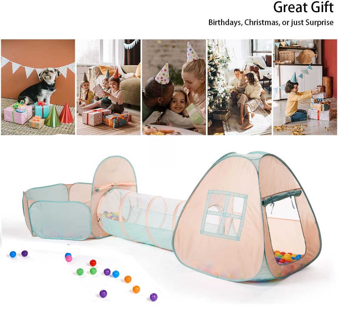 UTEX 3 in 1 Pop Up Play Tent with Tunnel, Ball Pit for Kids, Boys, Girls, Babies and Toddlers, Indoor/Outdoor Playhouse