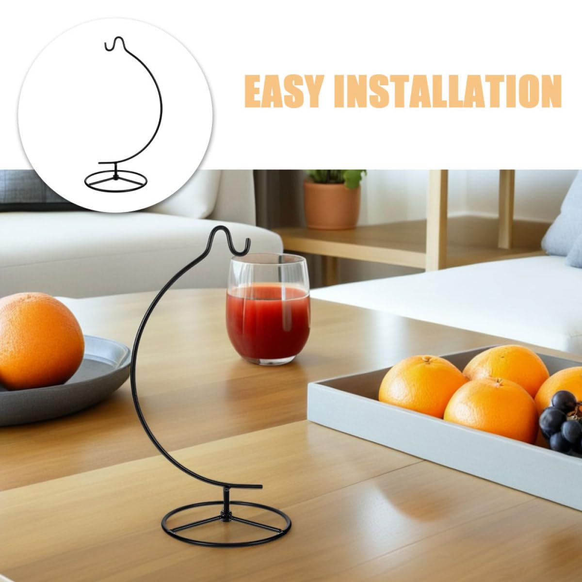 OSALADI 2pcs Moon-shaped Hanging Ornament Display Stand Metal Iron Air Plant Holder Indoor Home Décor Hanging Rack for Glass Globe Terrarium