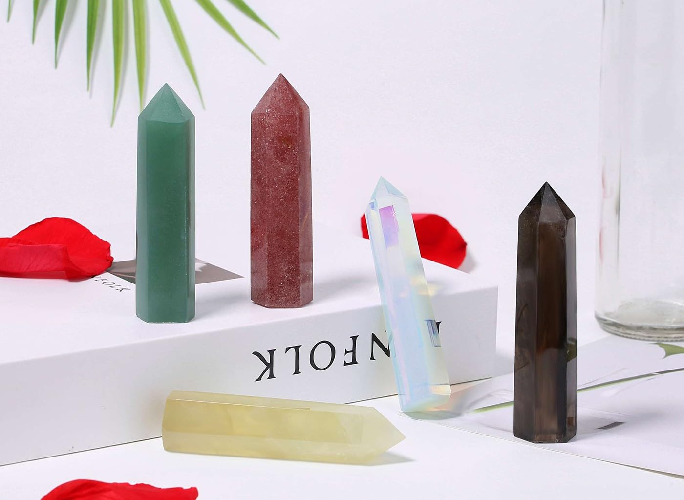 LAIDANLA Opal Healing Crystals Wands 3.5-4" Polishing Natural Reiki Energy Wand Stone Hexagonal Point Obelisk Large Crystal Gemstones for Meditation Therapy Crystal Grid Gifts Decoration 1Pcs