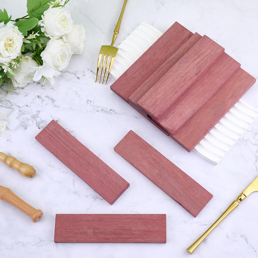 BENECREAT 10Pcs Perilla Wood Knife Handles, Pale Violet Red Natural Wood Knife Handle Scales for DIY Music Instruments Tools Crafts, 6.4x1.6x0.4 Inch