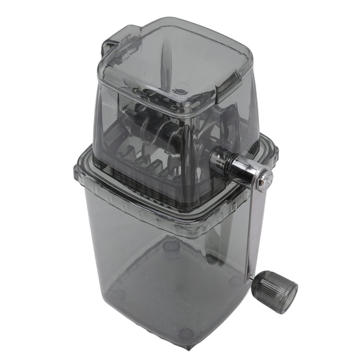 Leopacat Hand Crank Ice Crusher, Manual Hand Crank Operated Breaker, Portable Chopper Transparent Stainless Steel Breaker Making Drinks Machine for Fast Coarse Shaved Fine Chips Ho (Gray)