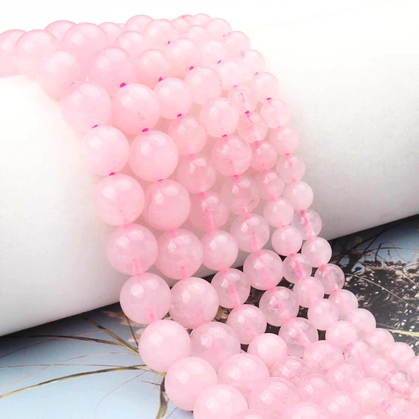 Siomia 45pcs 8mm Natural Rose Quartz Gemstone Beads Energy Healing Crystal Round Loose Stone Beads for Jewelry Making, DIY Bracelets Necklaces