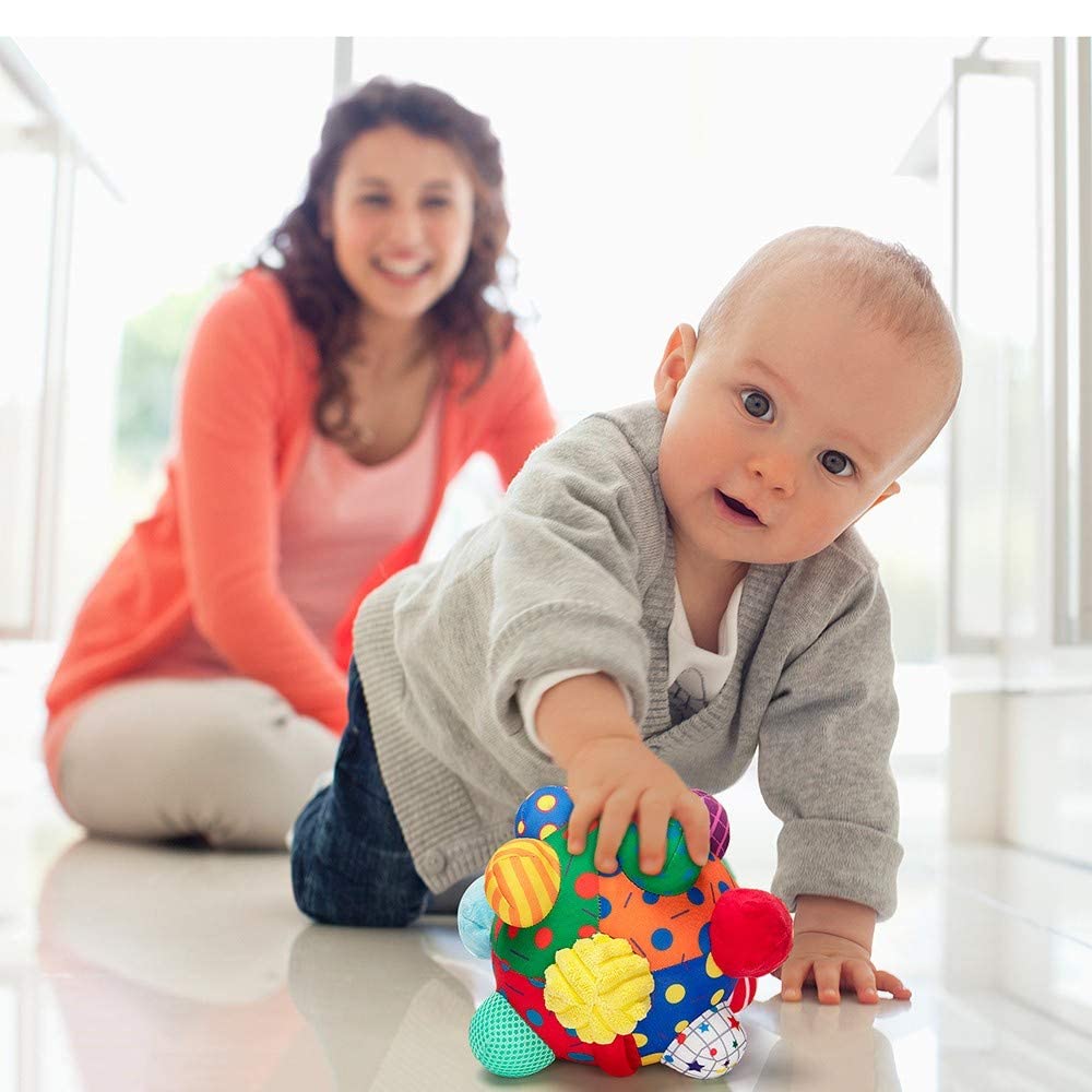 teytoy Baby Music Shake Dancing Ball Toy, Developmental Bumpy Ball Sensory Soft Toys, Easy to Grasp Bumps Help Develop Motor Skills for Girls and Boys Ages 12 Months and Up