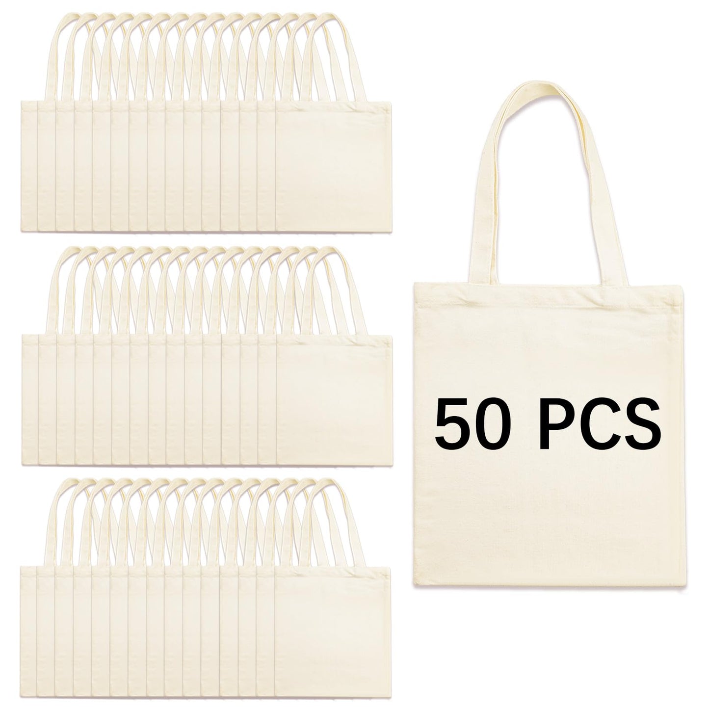ORJ 50 PCS 13 x 15 Inch Sublimation Blank Canvas Bags Bulk, Tote Bags for Sublimation, Canvas Tote Bags DIY Custom Shopping Bag