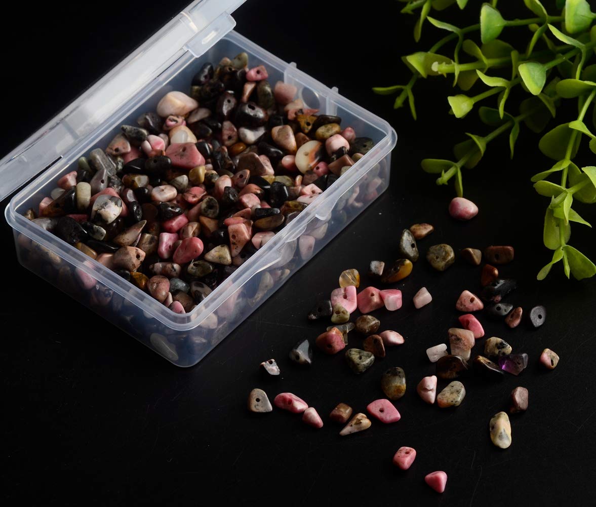 Natural Chip Stone Beads Black Stripe Rhodochrosite 5-8mm About 400 Pieces Irregular Gemstones Crystal Loose Bead Hole Drilled DIY for Bracelet Jewelry Making (5-8mm, Black Stripe Rhodochrosite)
