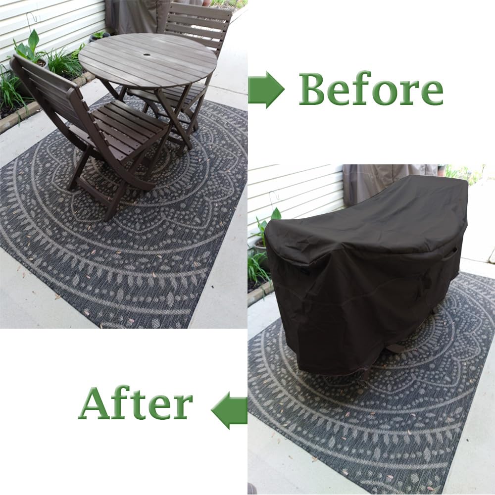 Izzybang Outdoor High Top Bar Height Dining Set Cover for Patio Furniture Bistro Sets 3 Piece Tall Bar Height Waterproof Heavy Duty Patio Bistro Pub Table and Chairs Cover, 69" L x 32" W x 46" H
