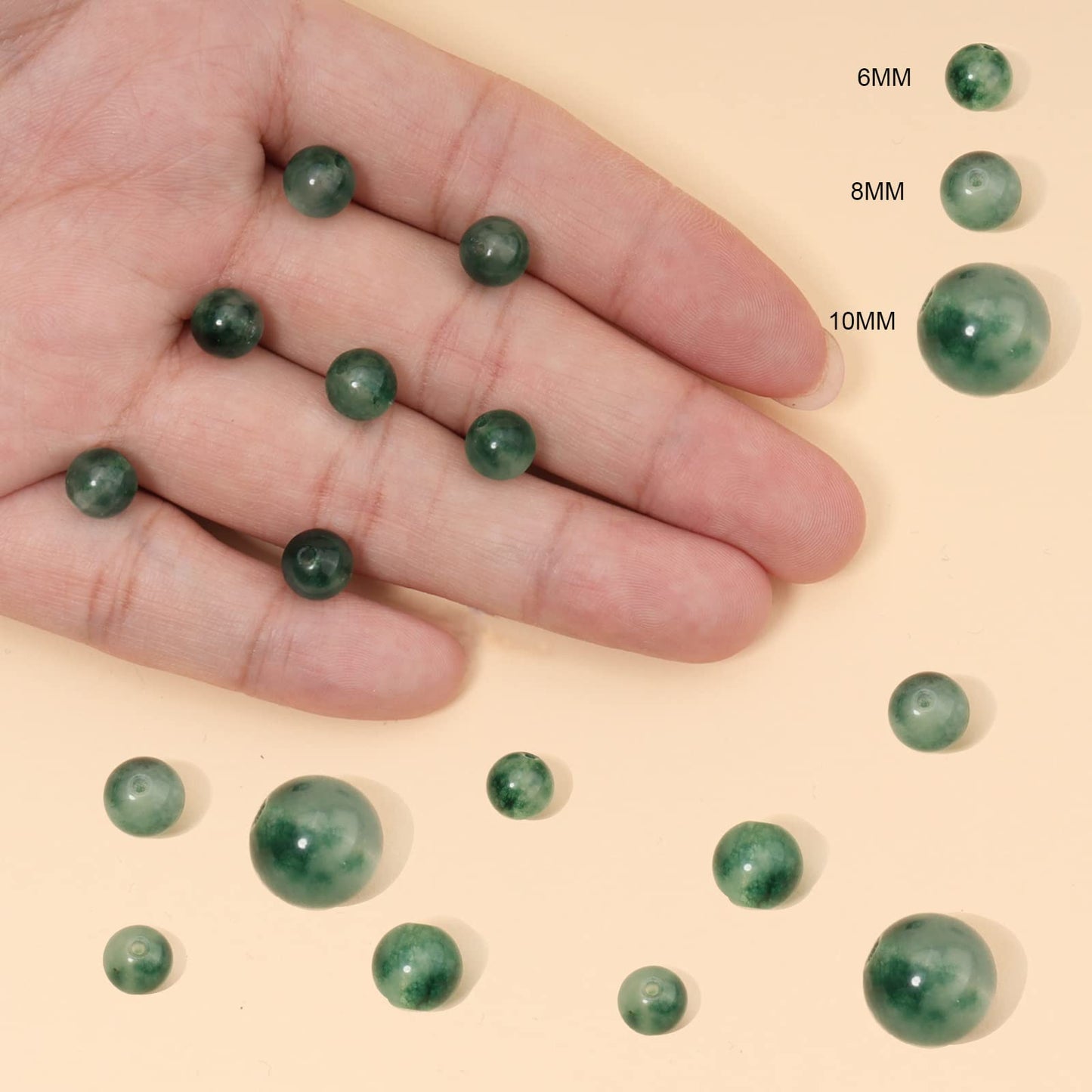 35pcs 10mm Natural Stone Beads Green Chalcedony Beads Energy Crystal Healing Power Gemstone for Jewelry Making, DIY Bracelet Necklace