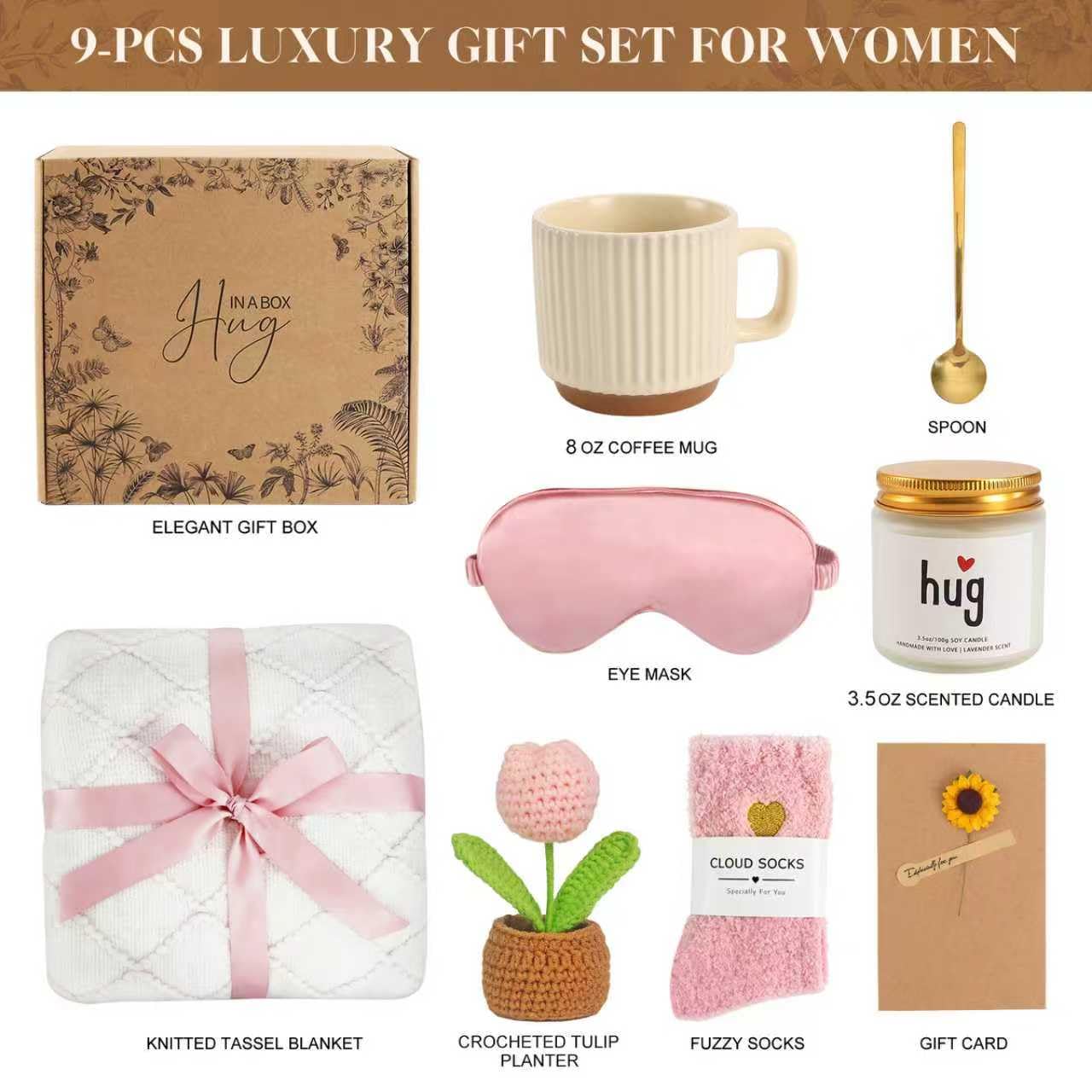 Birthday gift basket for ladies, self-care gifts, recovery care sets, heartwarming presents for women, birthday gifts for mothers, best friends, wives, girlfriends, and colleagues.