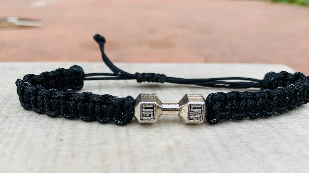 Sportybella Fitness Bracelet, Motivational Dumbbell Charm Adjustable Bracelet for Men & Women, Exercises Weightlifting, Sports Fitness, Personal Trainer Gift