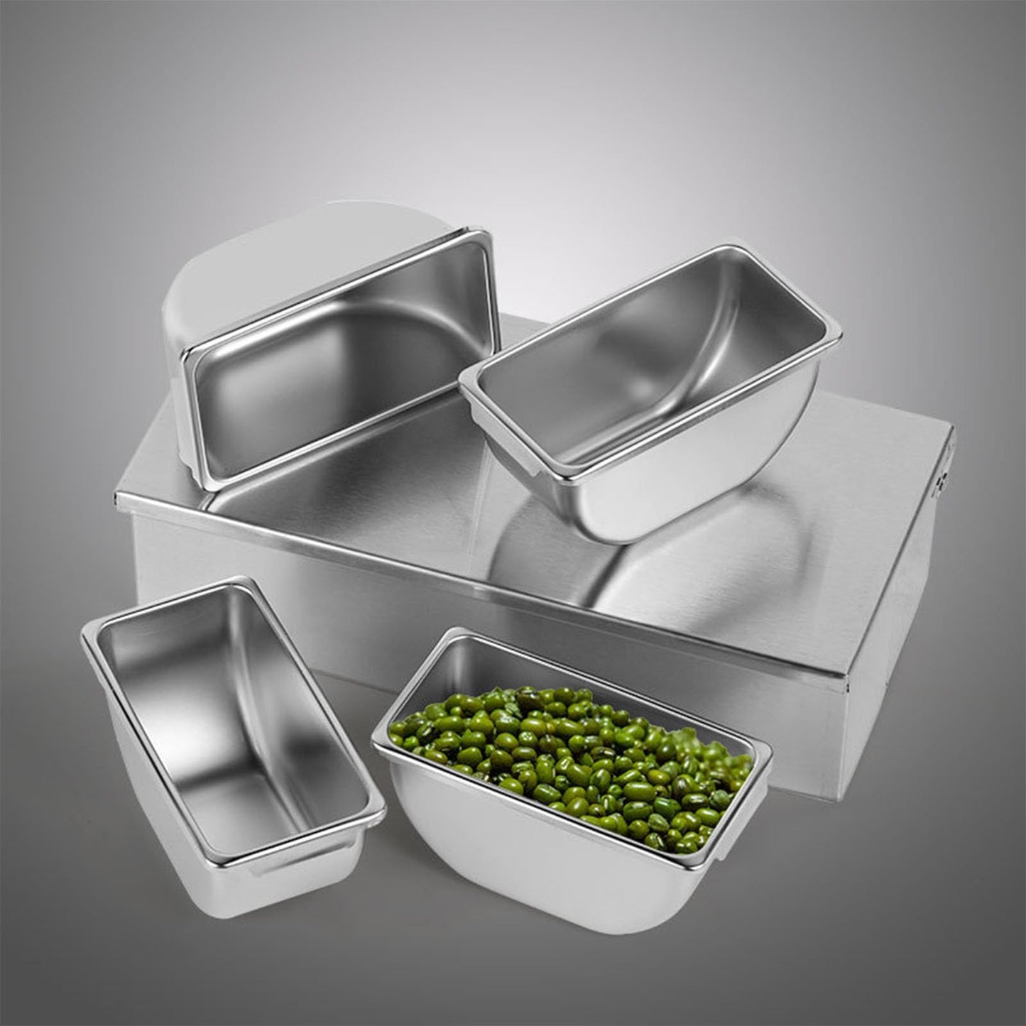 Ejoyous Seasoning Organizer Box, 4 Compartment Trays Stainless Steel Rack Set Large Capacity Storage Seasoning Case for Kitchen Camping Food Cream Parlor 14 x 8.8 x 30.5cm