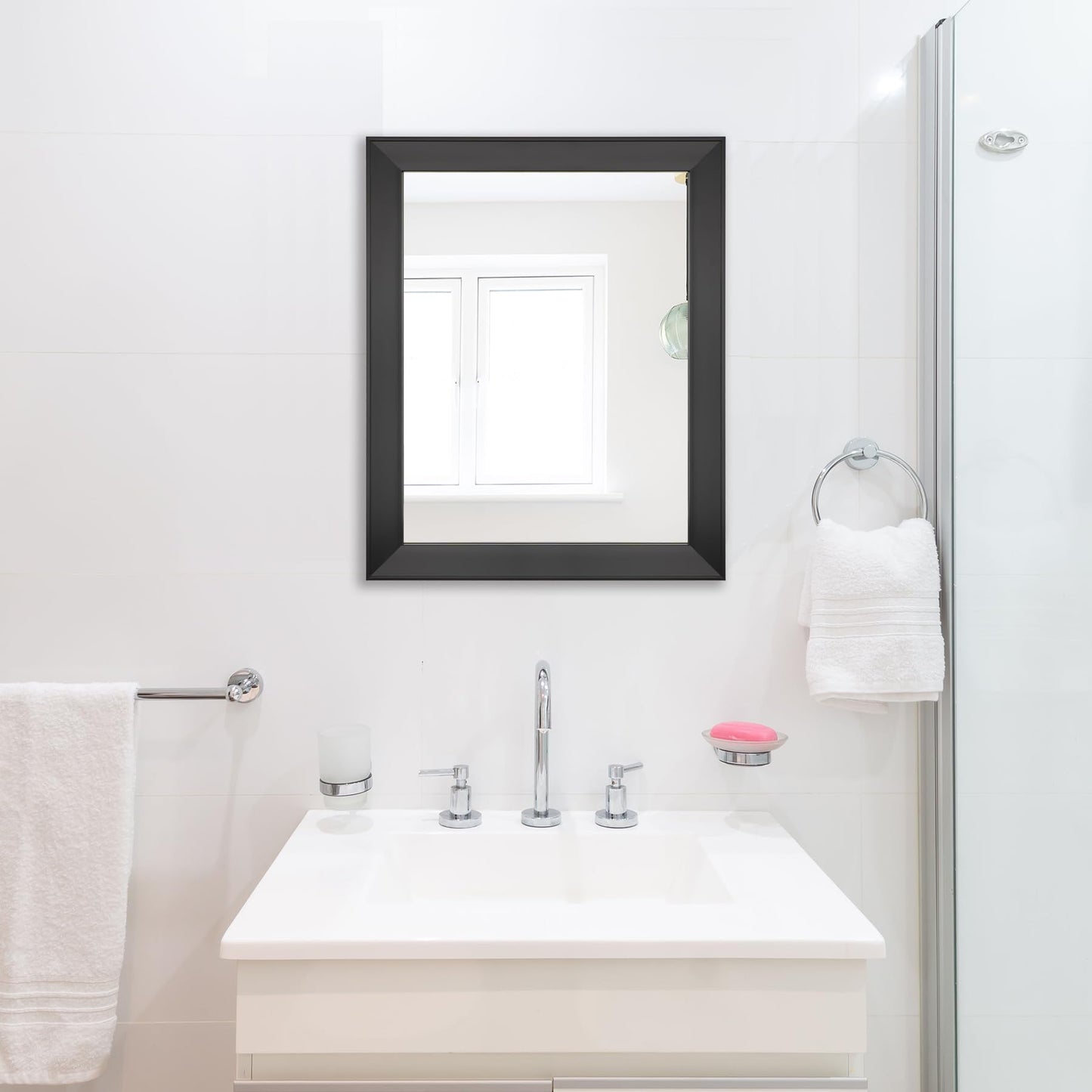 Ruomeng Rectangular Wall Mirror 16" x 20" Framed Mirror for Bathroom, Bedroom, Entryway, Living Room, Black