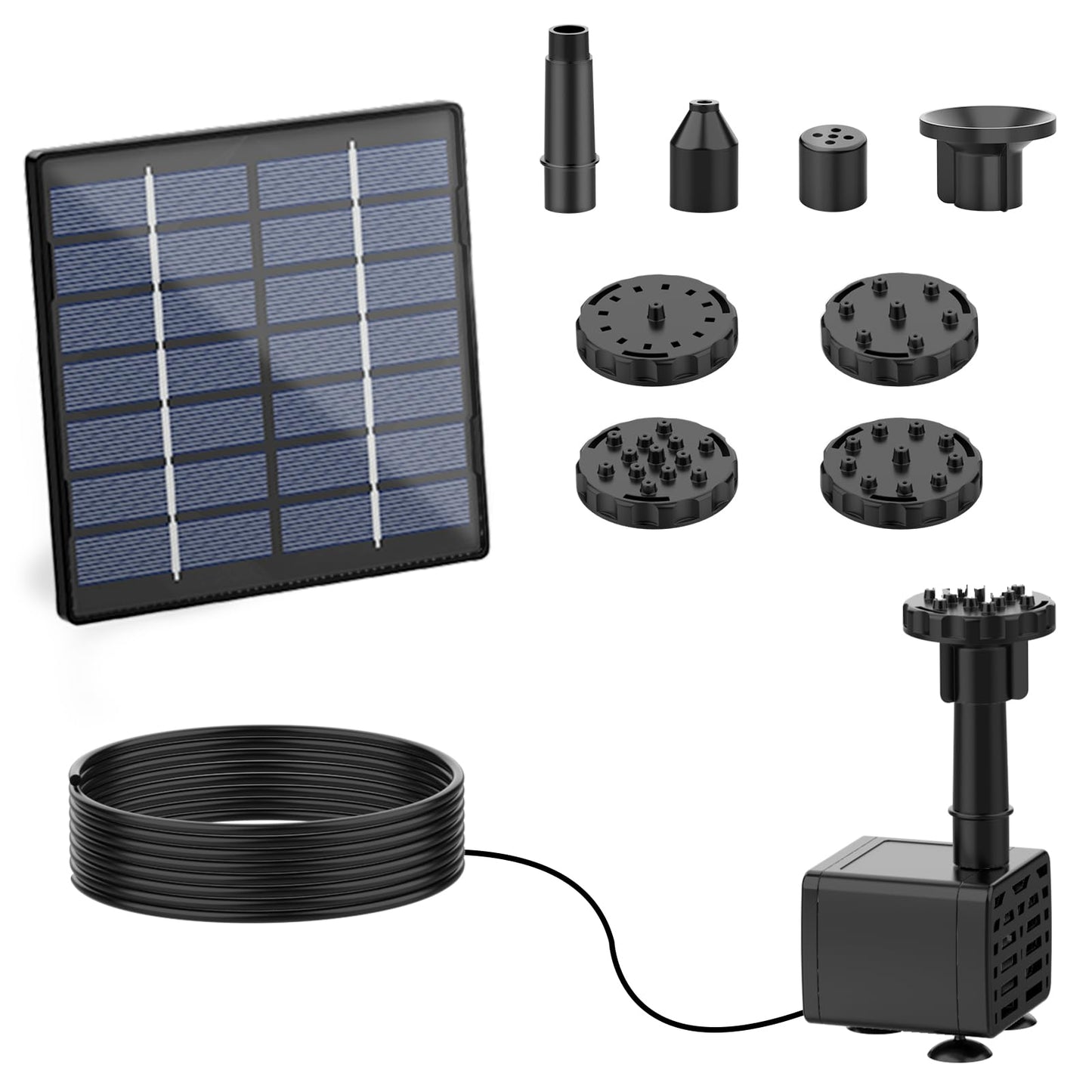 AISITIN Solar Water Pump for Outdoor Features, 2026 Upgraded DIY Fountain Kit With 6 Nozzles, 9.8ft Power Cord, for Bird Bath, Ponds, Garden, Fish Tank Solar Powered Water Fountain Pump
