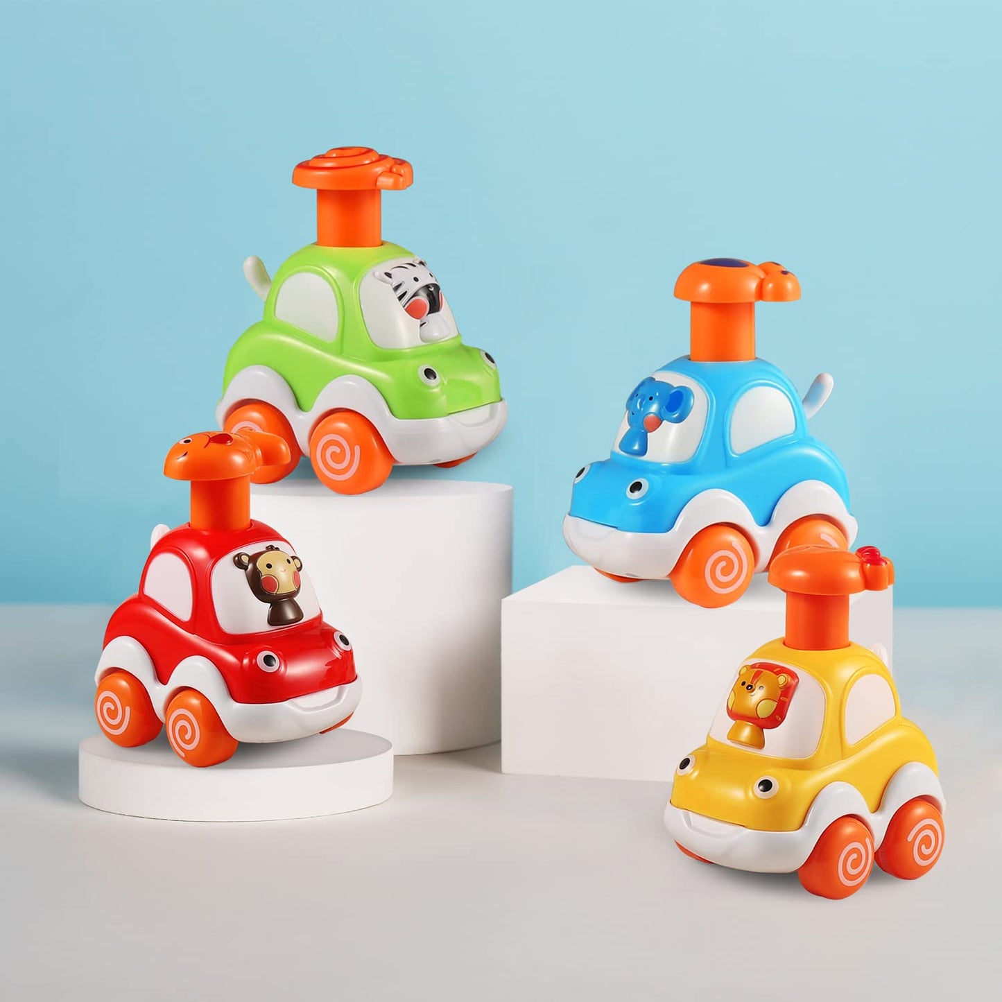 ALASOU 4 PCS Animal Car Toys for 1 Year Old Boy Girl|Baby Toys 1 Year Old Boy Gifts for Toddlers 1-3|Vehicle Toy Set for Toddler Toys 1-2|1st Birthday Gift for Infant 12 18 Months