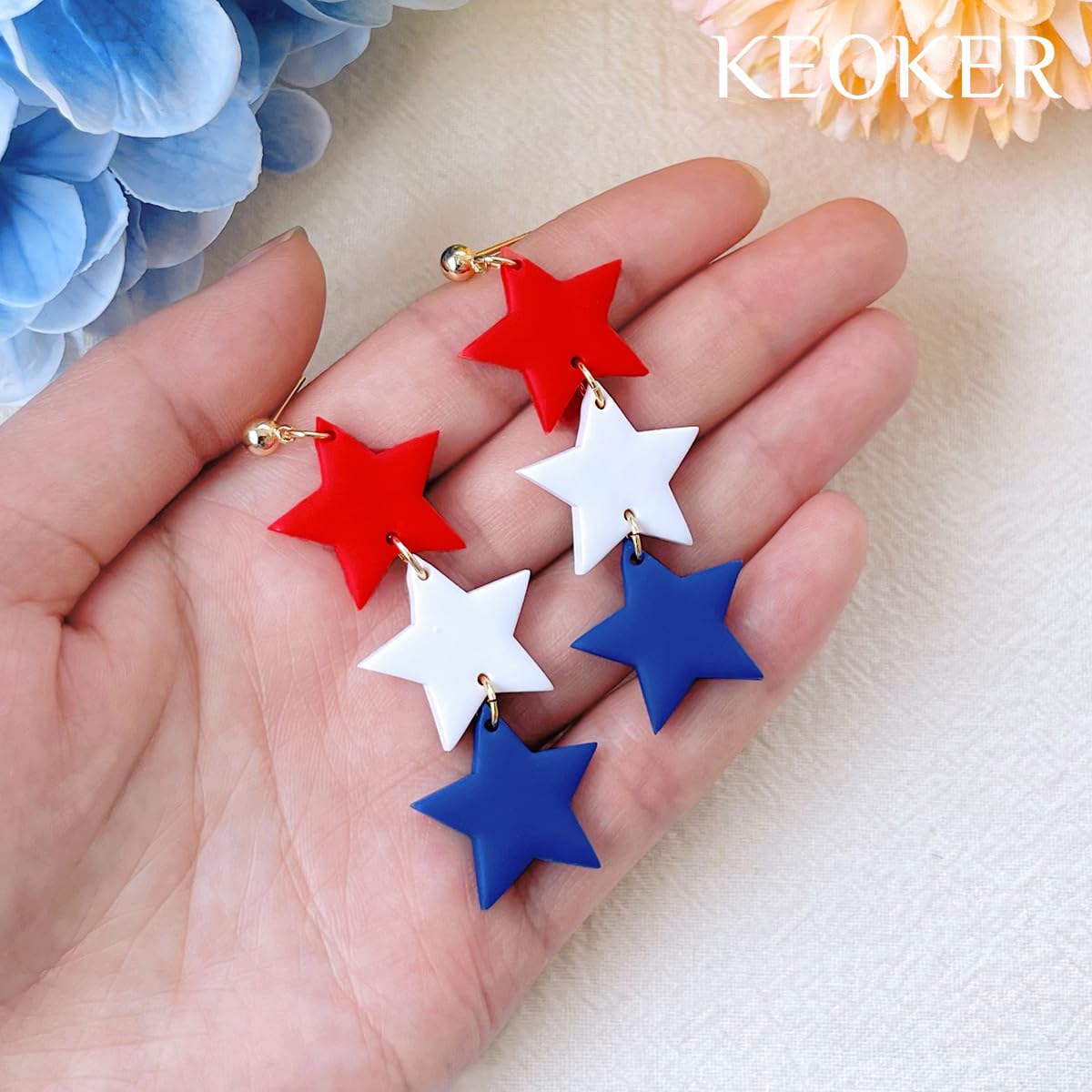 Keoker Stars Clay Cutters - 7 Pcs Fourth of July Polymer Clay Cutters, Independence Day Clay Earring Cutters, 4th of July Clay Cutters, Stars Polymer Clay Cutters (Stars)