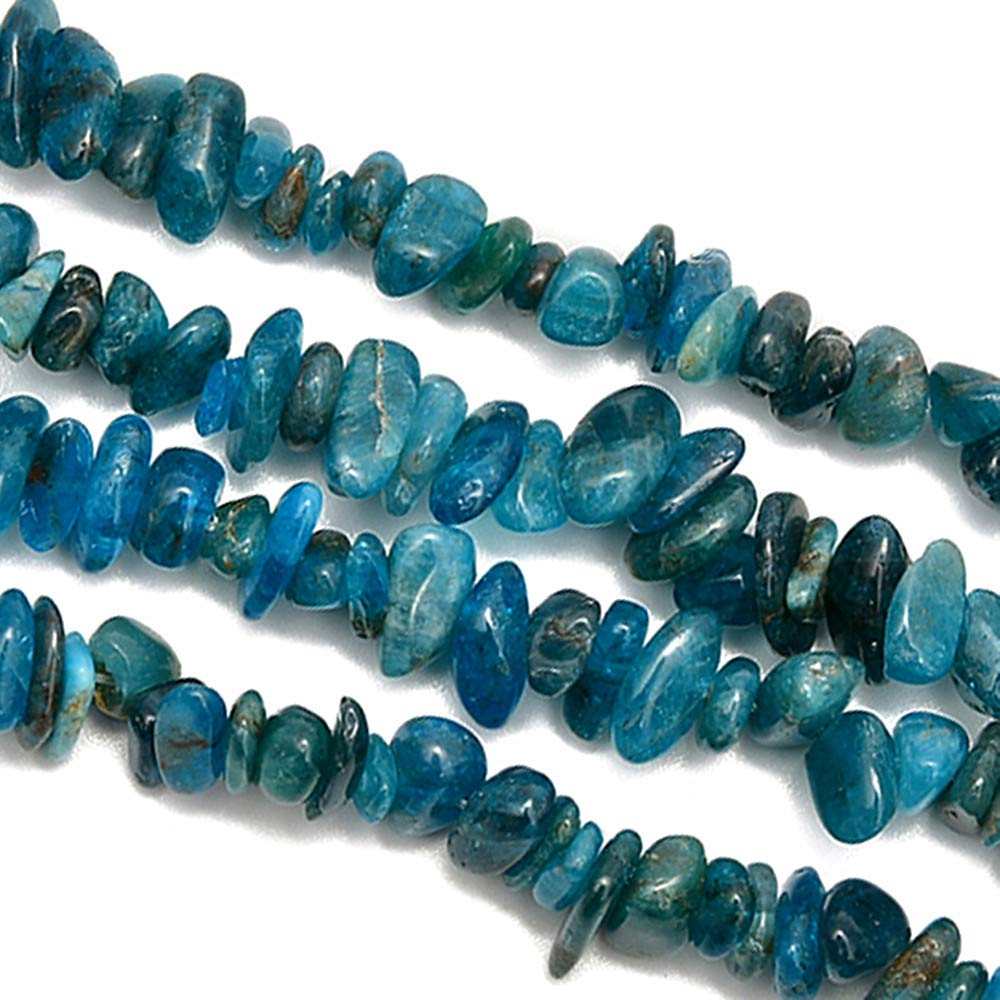 PLTbeads 5-8mm Natral Healing Gemstone Waist Bracelets Necklace Kit Irregular Stone DIY Crafts Design Jewelry Making 1 Strand per Bag Approxi 34 inch (Blue Apatite Chips)