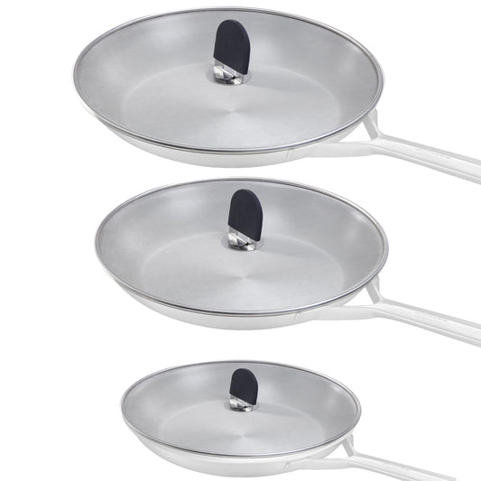 Snowyee Grease Splatter Guard, 3PCS Splatter Screen with Silicone Heat Resistant Handle and Stainless Steel Fine Mesh Design for Safe Indoor and Outdoor Cooking (13/11.5/10 inch and 33/29/25cm)