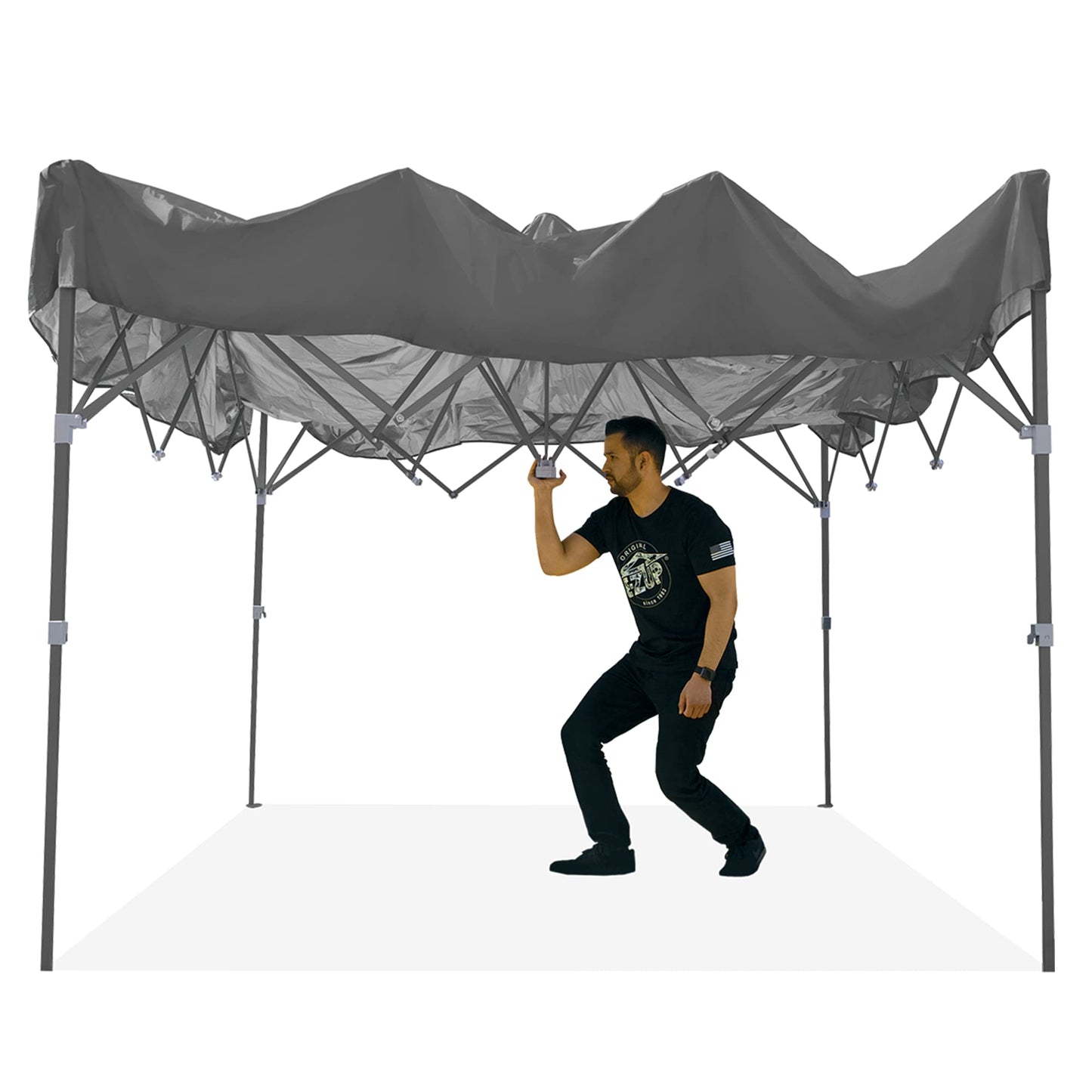 E-Z UP Patriot ONE-UP Technology Vented Shelter, 10' x 10', Steel Grey