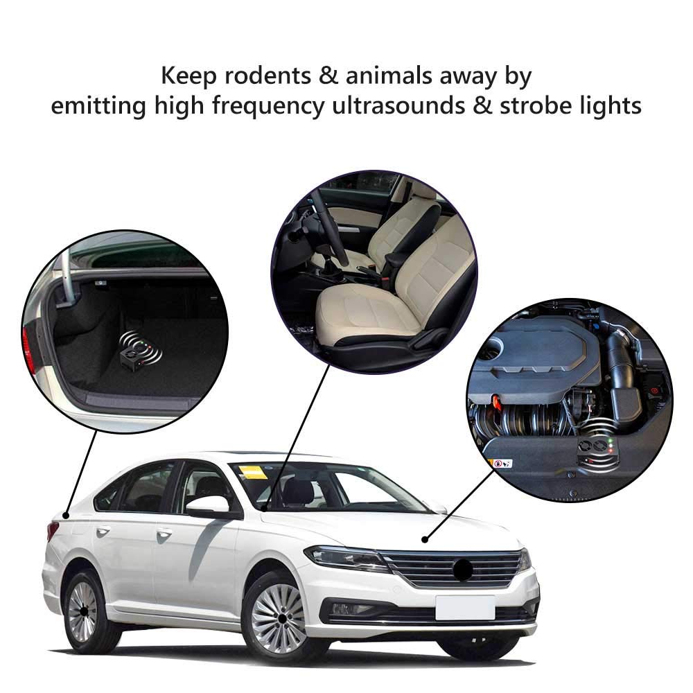 Angveirt Rodent Repellent Battery Operated Ultrasonic Mouse Repeller for Car Engines Squirrel Pest Repeller Under Hood Rat Repellent Mice Deterrent for House Garage Attic Indoor 1 Pack