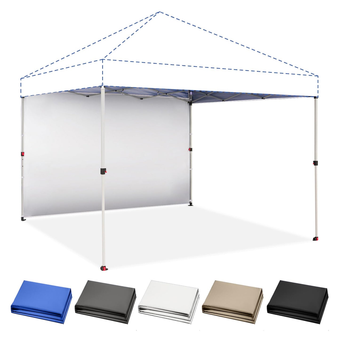 CROWN SHADES SunWall Silver Coated for 10x10 Pop up Canopy Tent, 1 Pack Sidewall Only with Silver Coating (1 Pack, White)