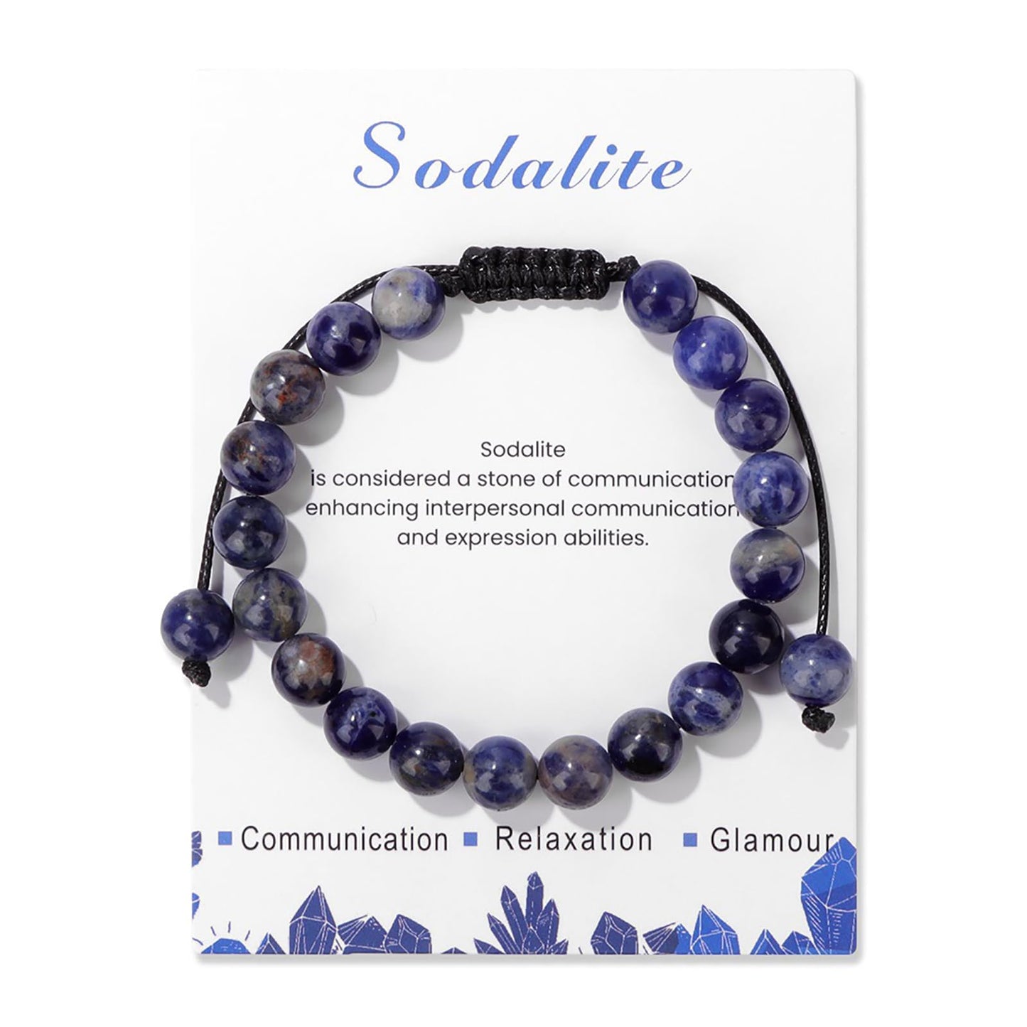 8mm Sodalite Bracelet for Men Handmade Adjustable Blue Beaded Bracelets Healing Crystal Bracelet Men's Gifts Sodalite Jewelry for Women Men