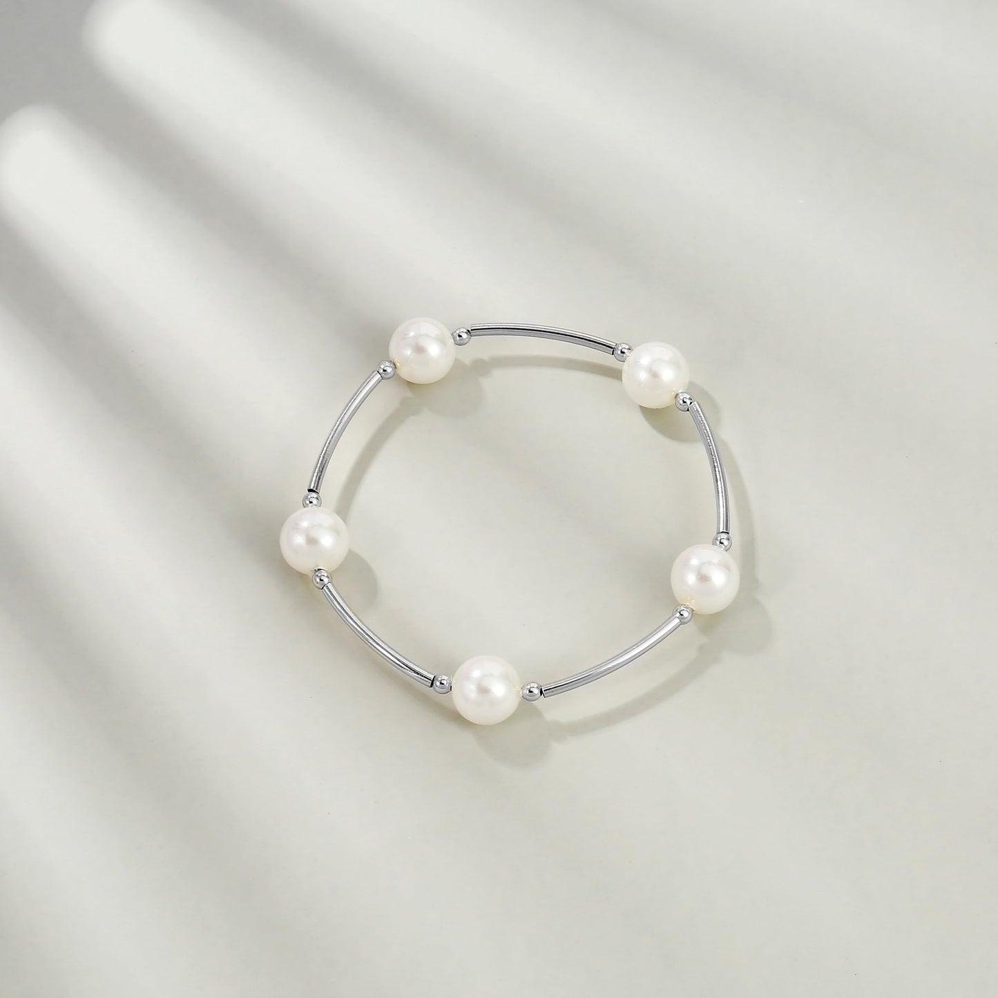 Elegance 11 designs Silver Blessing Bracelet 10mm Crystal White Pearl Bracelet Dainty Thin Tube For Women Simple Bridal Gifts For Friends And Loved