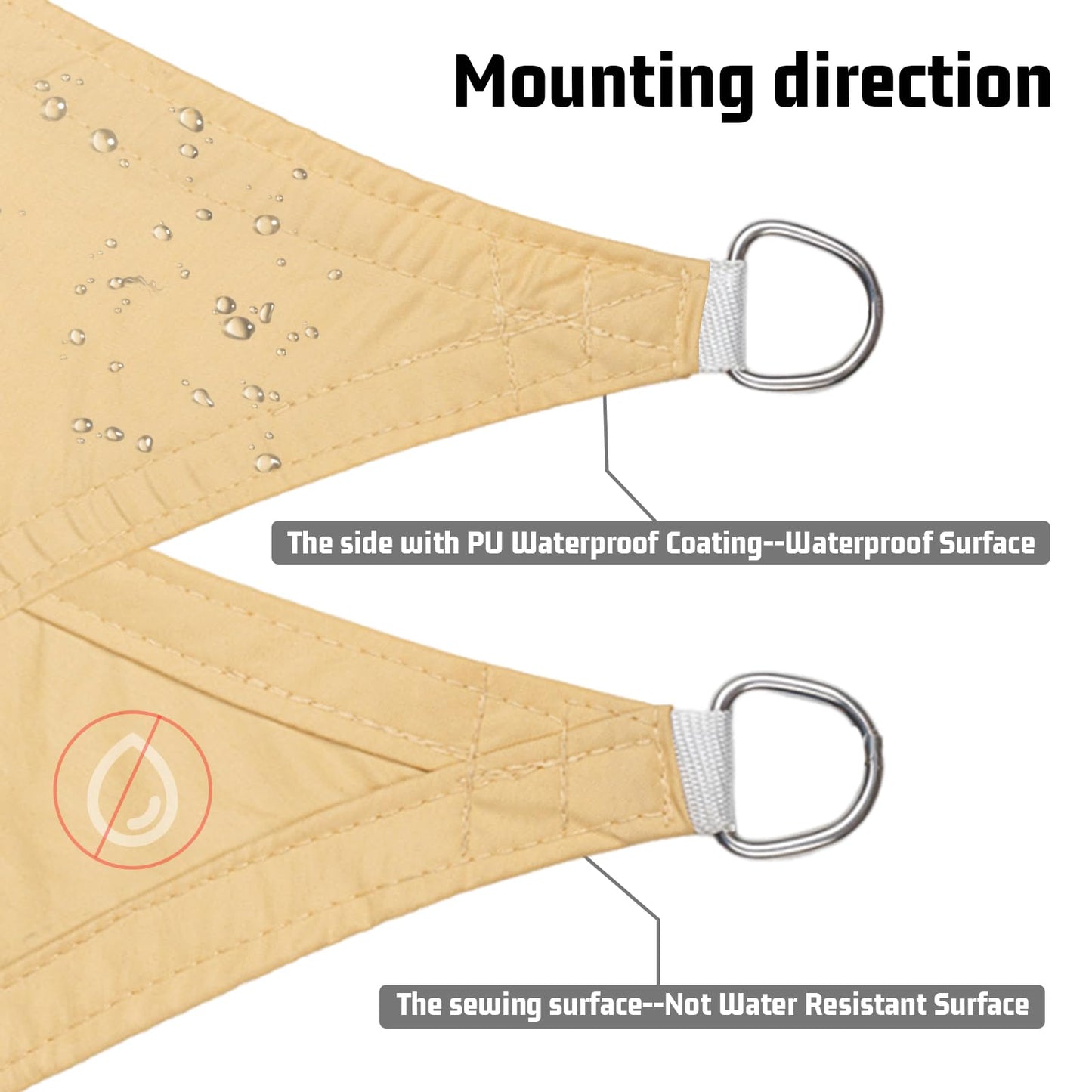 LOVE STORY Waterproof 16' x 16' x 16' Triangle Sand Sun Shade Sail Cannoy UV Resistant for Outdoor Patio Garden Backyard (We Make Custom Size)