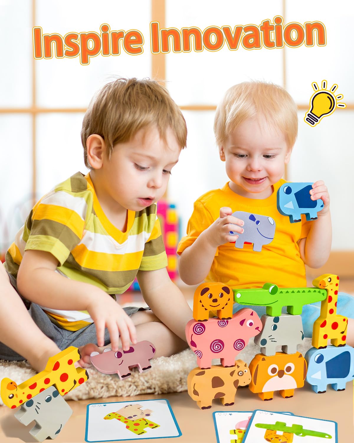 Maaacute Montessori Toys for 1 2 3 Year Old Boys Girls, Toddler Toys Age 2-4, 10 Pack Wooden Animal Blocks Sorting & Stacking Education Toddler Puzzles Toy,1 2 3 Year Old Girl Boy Birthday Gifts