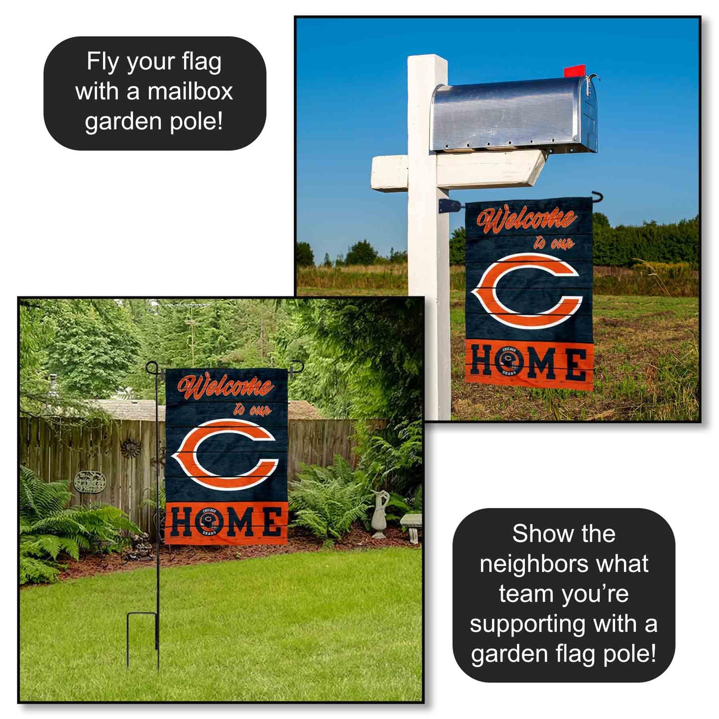 Chicago Bears Welcome Home Decorative Garden Flag Double Sided Banner