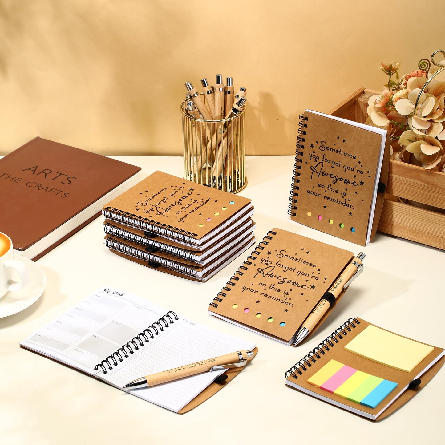 Moinchore 20 Sets Teacher Appreciation Gifts Thank You Gifts Inspirational Spiral Notebooks with Sticky Notepad and Bamboo Pen Nurse Week Gift for Team Nurse Coworker Graduation (Sometimes You Forget)