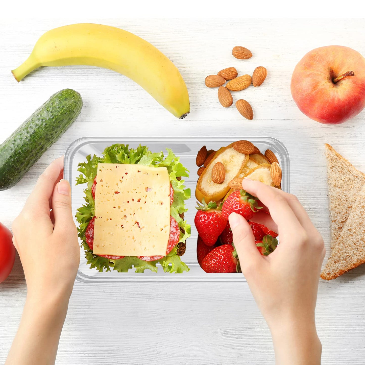 Sawysine 100 Pcs Plastic Meal Prep Containers Food Storage Containers Reusable Lunch Bowls with Lid Stackable Disposable Lunch Boxes 1 Compartment Bento Box(Clear,22 oz)