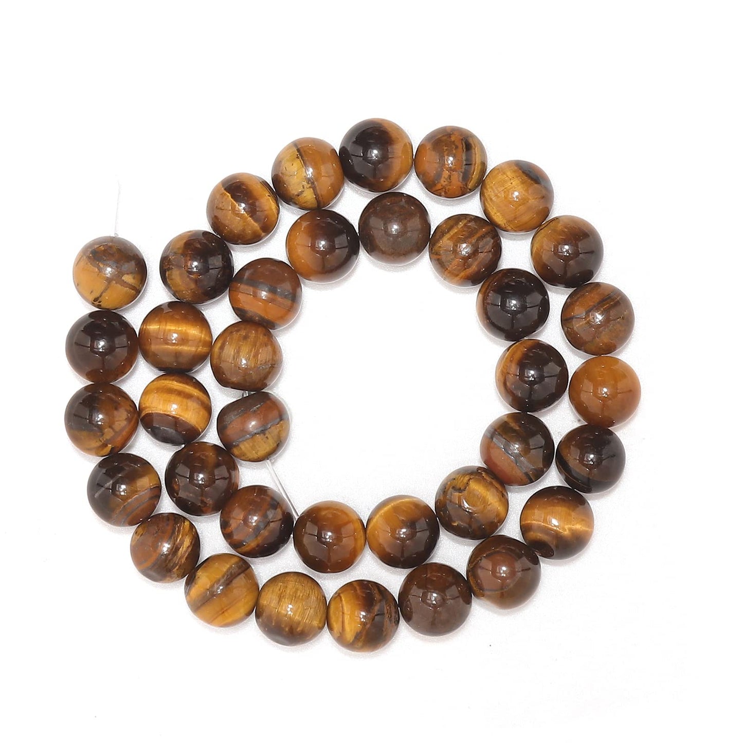 35pcs 10mm Natural Yellow Tiger Eye Gemstone Beads Energy Healing Crystal Round Loose Stone Beads for Jewelry Making, DIY Bracelets Necklaces