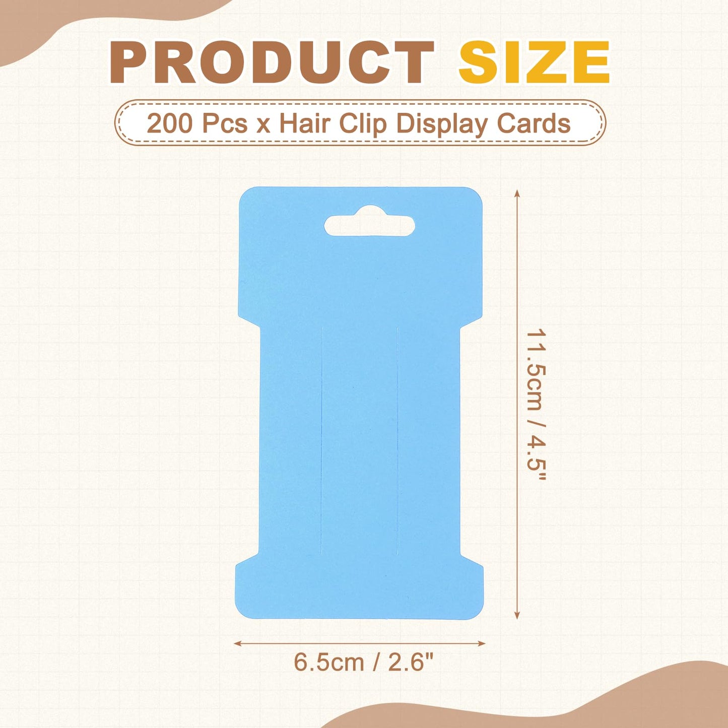 PATIKIL 200Pcs Hair Clip Display Cards, 4.5"x2.6" Kraft Paper Hair Bow Clips Holder Card Rectangle Cardboard for Barrette Headband Jewelry Accessory Organizing Selling, Blue