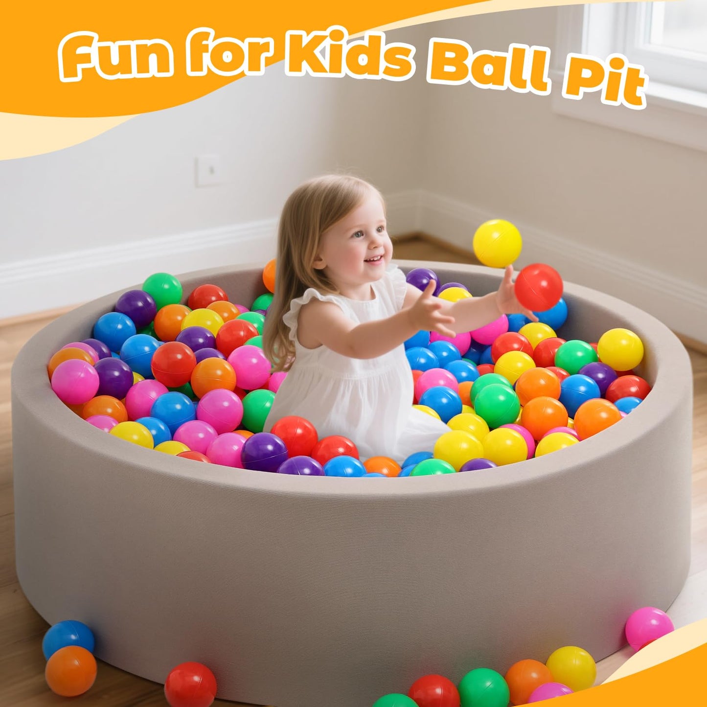 Suncuber Ball Pit Balls for Toddlers: 100 Colorful Non-Toxic Balls – BPA-Free, Phthalate-Free, Crush-Resistant Plastic, 2.2 Inches, Perfect Toy for Boys and Girls, Ideal for Ball Pit Play
