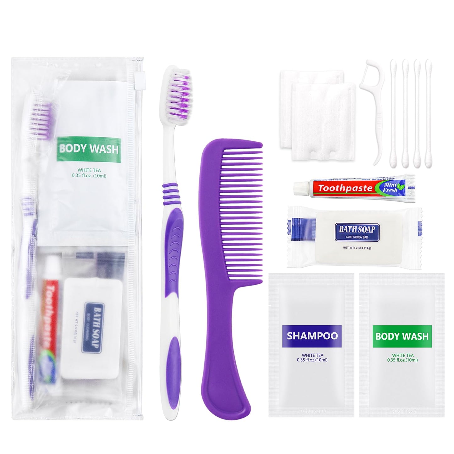 Pack of 50 Hygiene Kit, Toiletry Kit Bulk, Individually Packed, Travel Disposable Hygiene Kit, Homeless Care Package Supplies,Suitable for Hotel, Camping, Travel