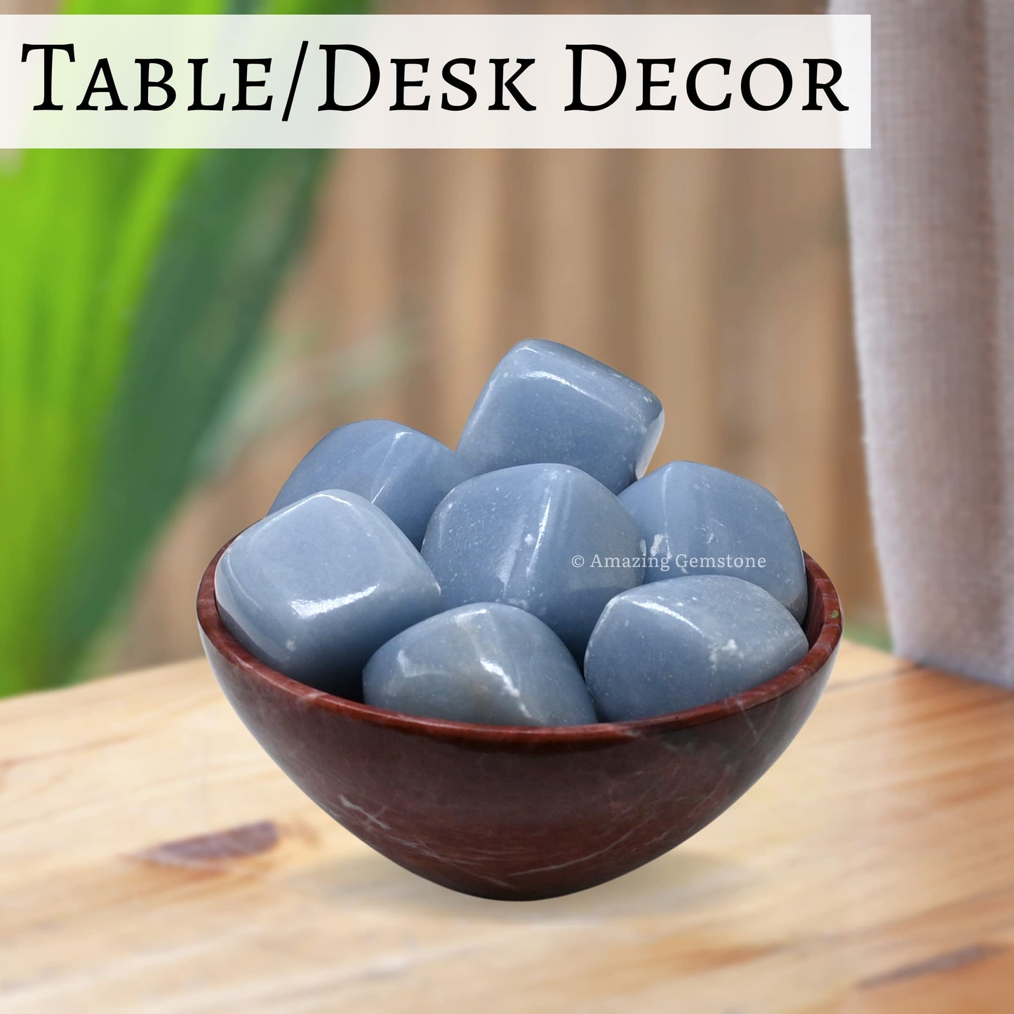 Amazing Gemstone Angelite Crystals and Healing Stones Tumbled - 1000+ Cratas, Natural Healing Stones for Energy Balance, Stress Relief - Premium Polished Gems Rocks for Meditation & Wellness