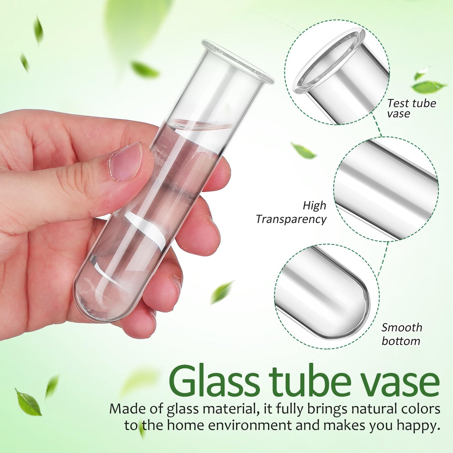 OUNONA 5pcs Glass Test Tube Flower Vases for Plants Propagation Hydroponic Small Terrarium Tubes 2.5x3x11cm for Home Décor