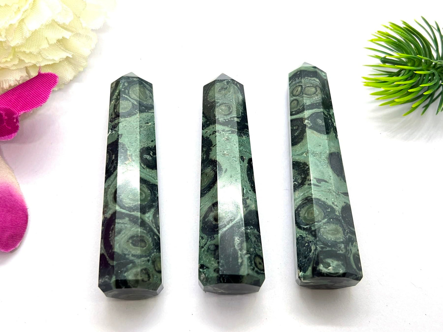 WholesaleGemShop 3 Inch (70 mm) Gemstones Kambaba Jasper Obelisk Tower Jumbo Facet Aura Rock Crystal Natural Polished Earth Wand Spirit